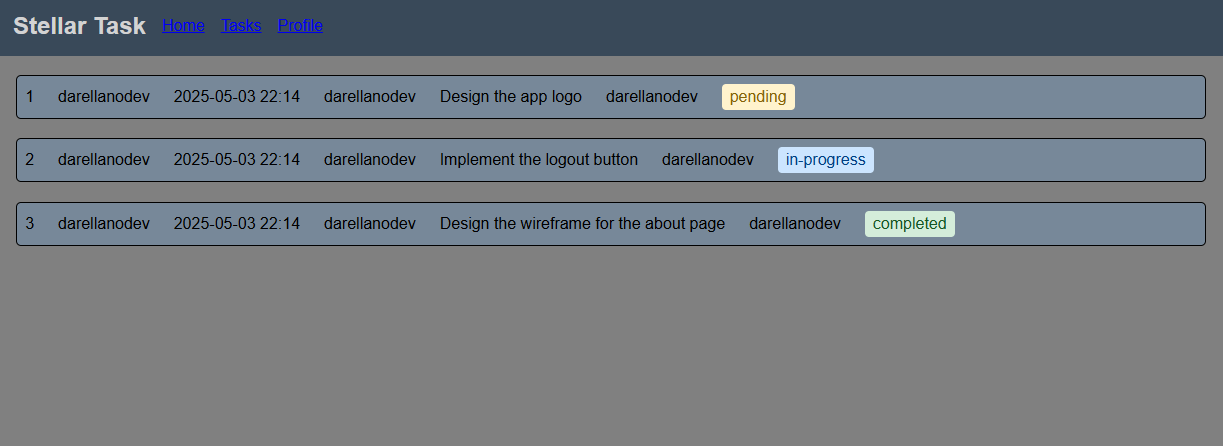 Stellar Task Screenshot